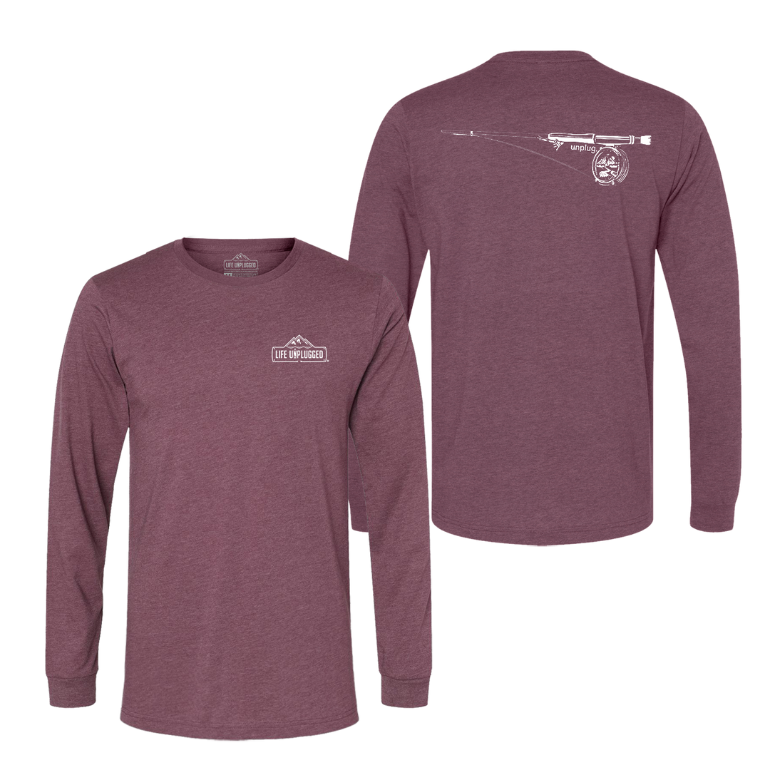 Fly Fishing Mountain Scene Long Sleeve T-Shirt