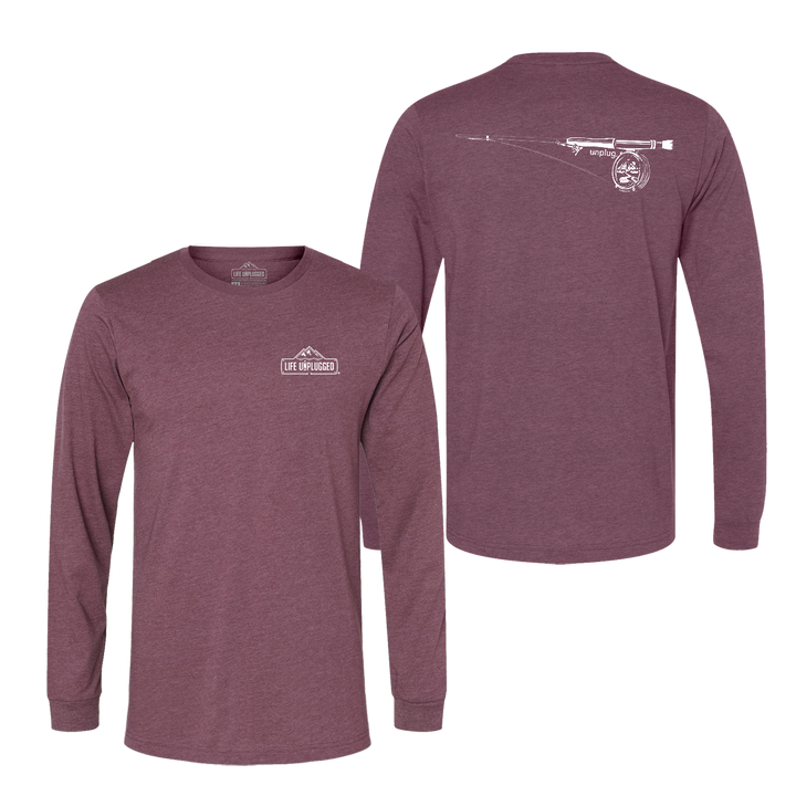 Fly Fishing Mountain Scene Long Sleeve T-Shirt