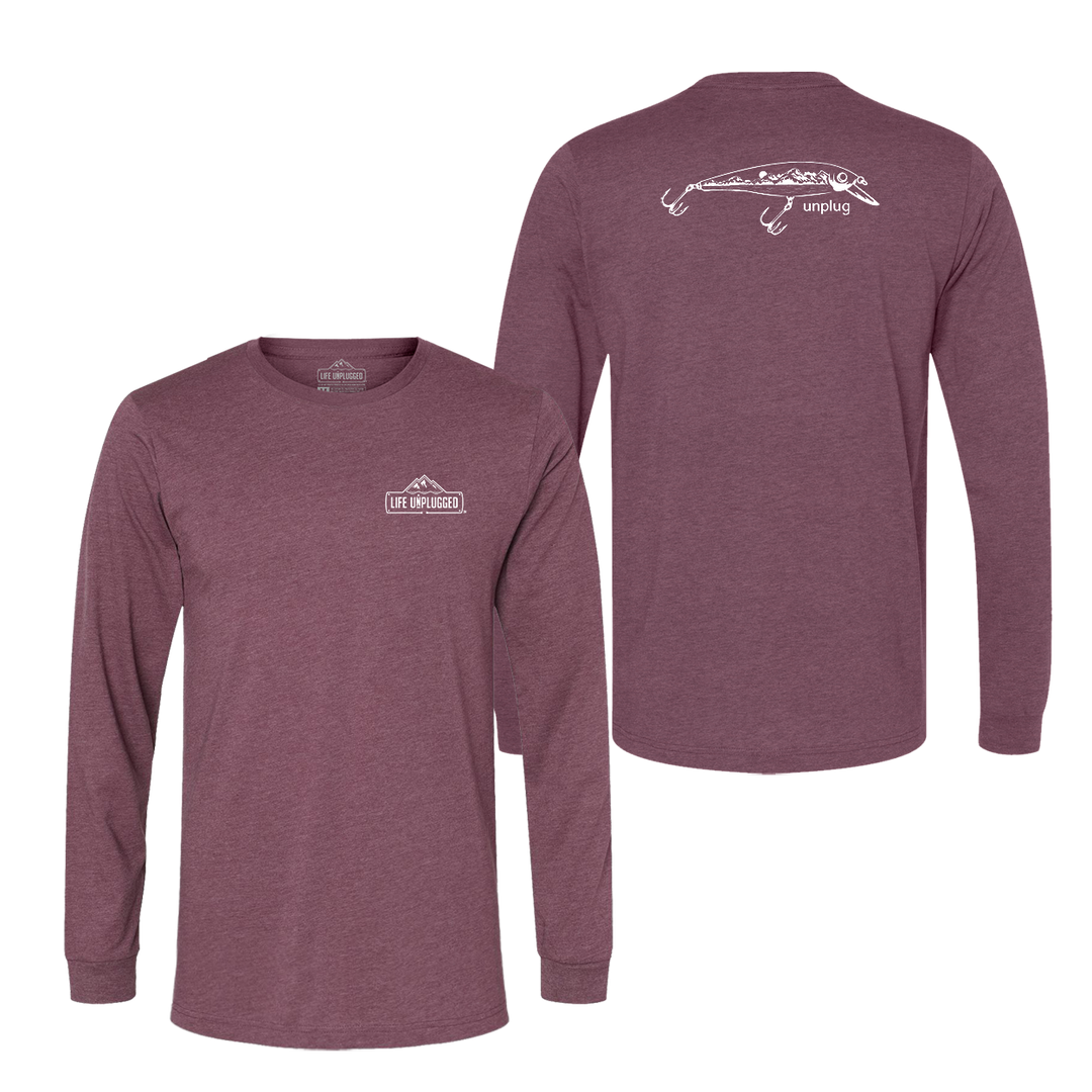 Fishing Lure Mountain Scene Long Sleeve T-Shirt