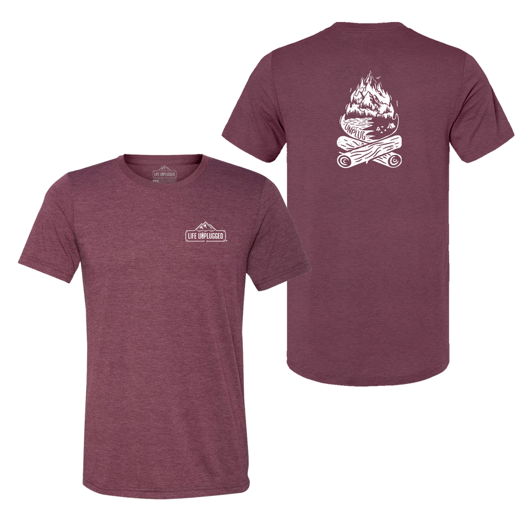 Campfire Mountain scene Triblend T-Shirt