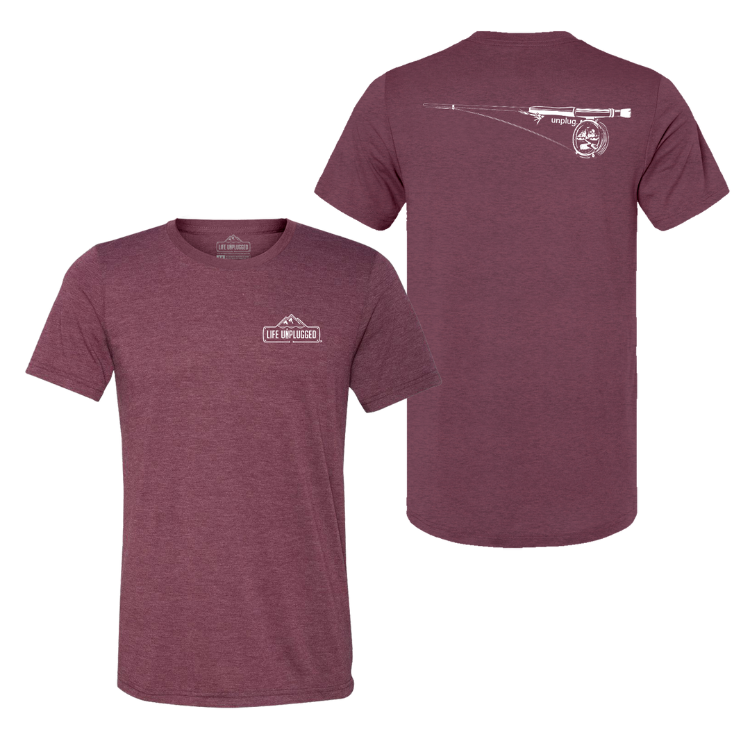 Fly Fishing Mountain Scene Triblend T-Shirt