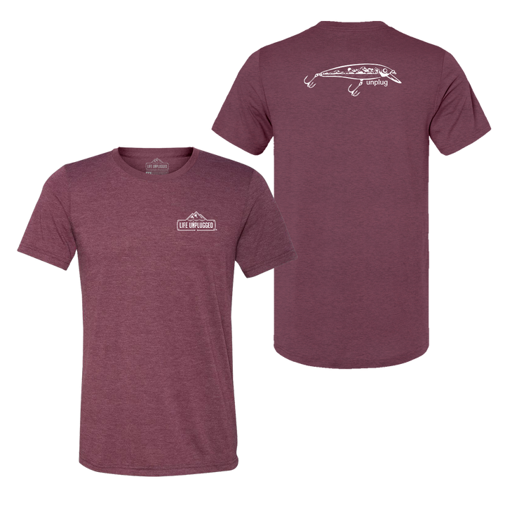 Fishing Lure Mountain Scene Triblend T-Shirt