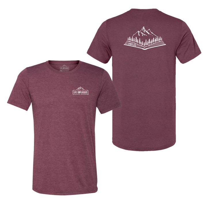 Open Book Mountain Scene Triblend T-Shirt