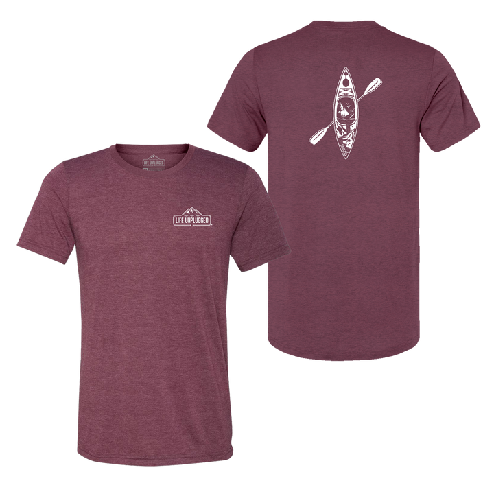 Kayak Mountain Scene Triblend T-Shirt