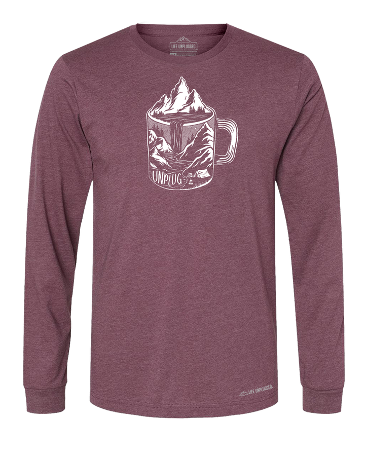 Coffee Mountain Scene Premium Polyblend Long Sleeve T-Shirt - Life Unplugged