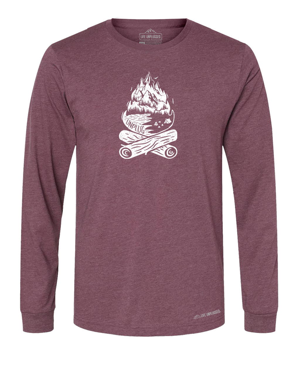 Campfire Mountain scene Premium Polyblend Long Sleeve T-Shirt - Life Unplugged
