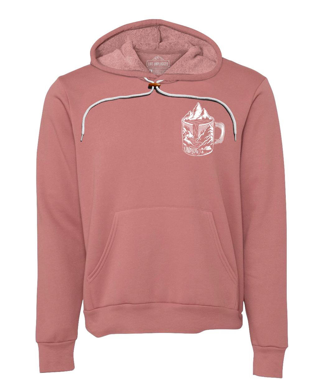 Coffee Mountain Scene Left Chest Super Soft Hoodie