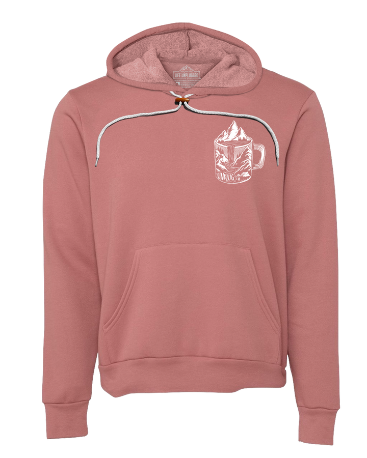 Coffee Mountain Scene Left Chest Super Soft Hoodie