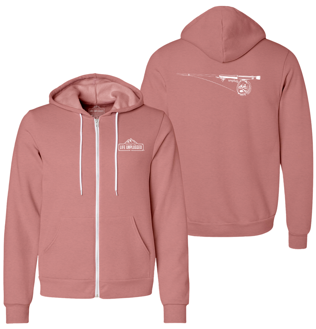 FLY FISHING MOUNTAIN SCENE Supersoft Midweight Zip Up Hoodie