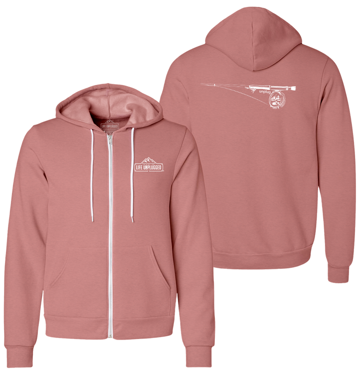 FLY FISHING MOUNTAIN SCENE Supersoft Midweight Zip Up Hoodie
