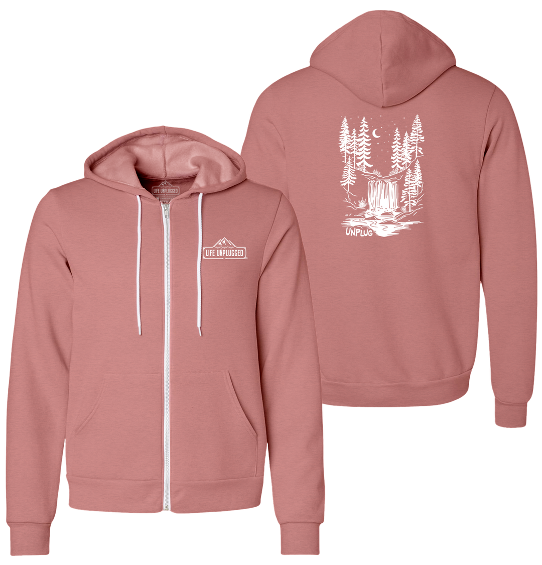 WATERFALL UNDER THE STARS Supersoft Midweight Zip Up Hoodie