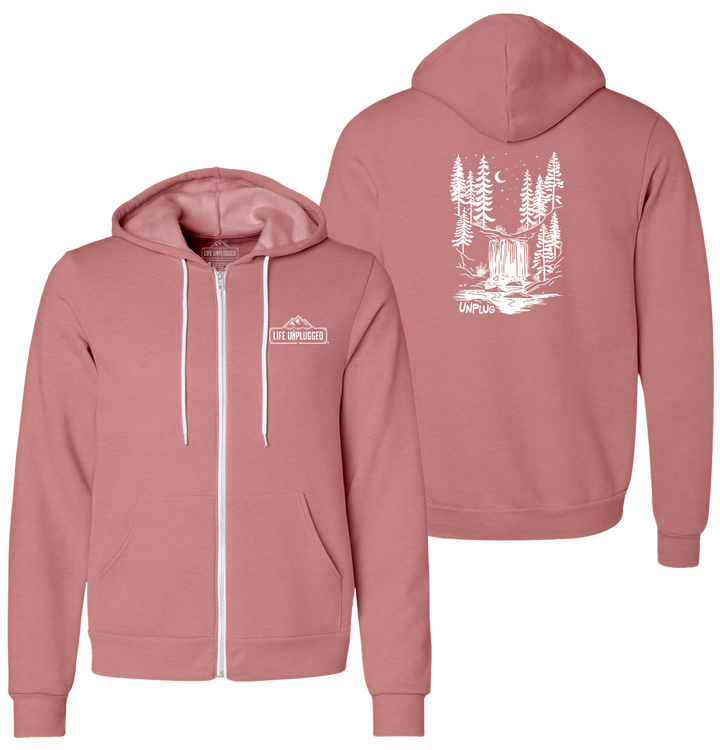 WATERFALL UNDER THE STARS Supersoft Midweight Zip Up Hoodie