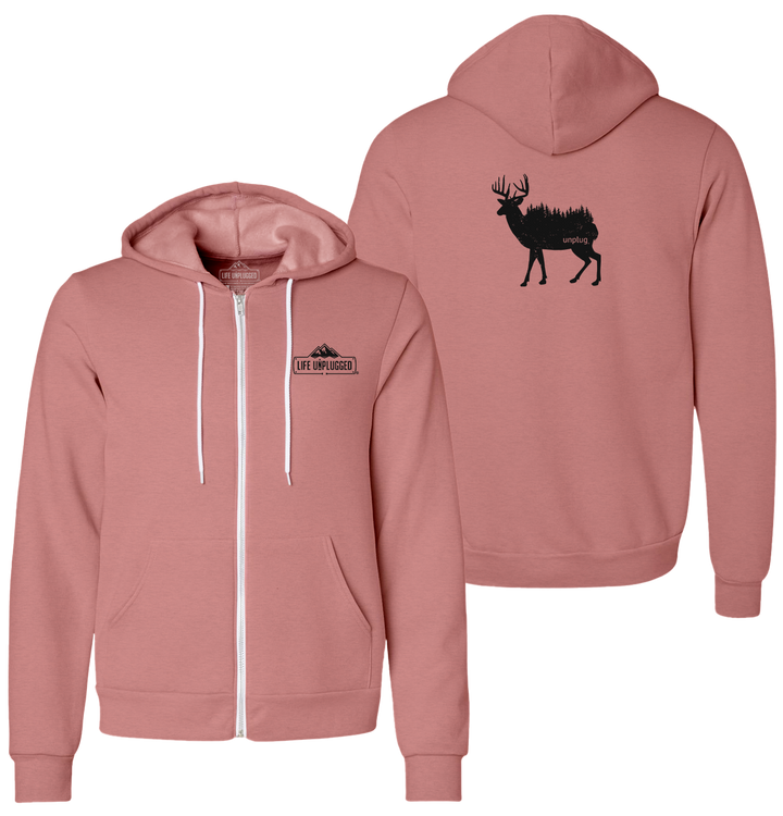 DEER IN THE TREES Supersoft Midweight Zip Up Hoodie