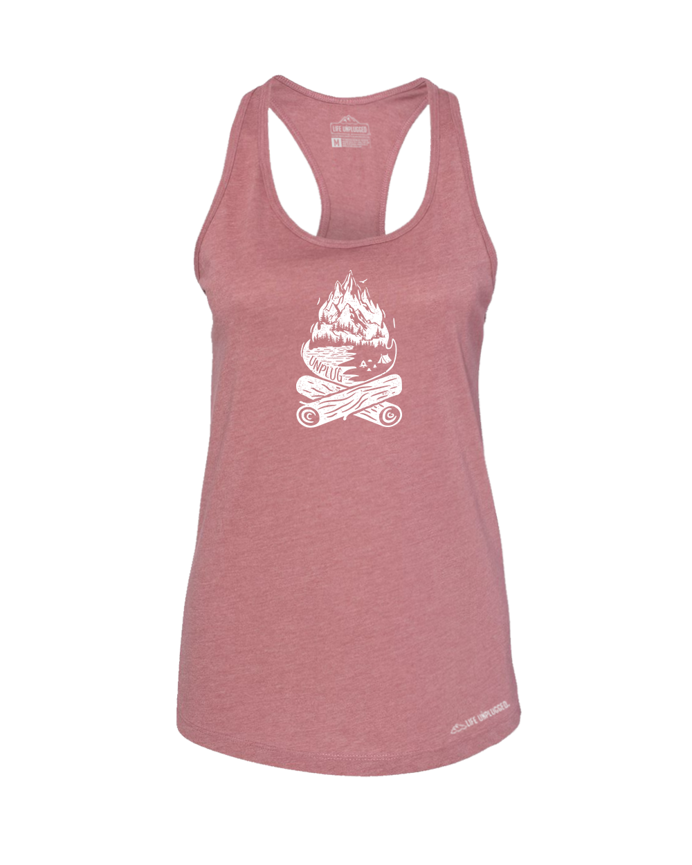 Campfire Mountain scene Premium Women's Relaxed Fit Racerback Tank Top - Life Unplugged