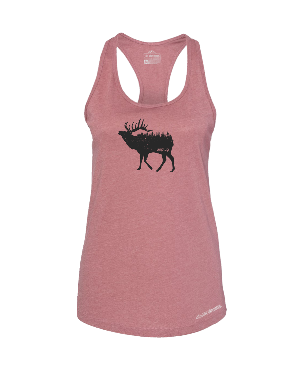 Elk In The Trees Premium Women's Relaxed Fit Racerback Tank Top - Life Unplugged