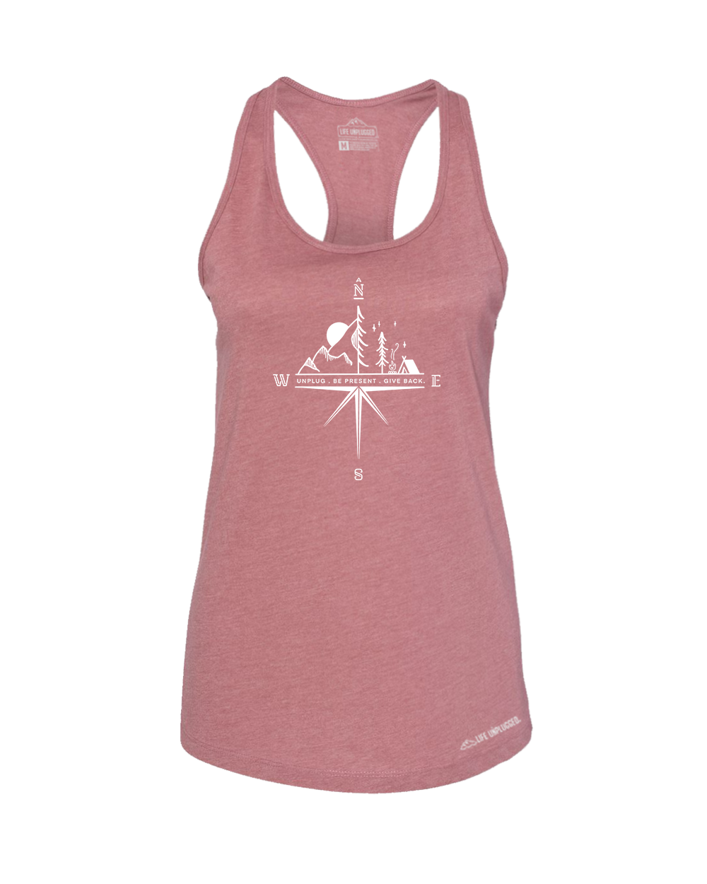 Compass Mountain Scene Premium Women's Relaxed Fit Racerback Tank Top - Life Unplugged