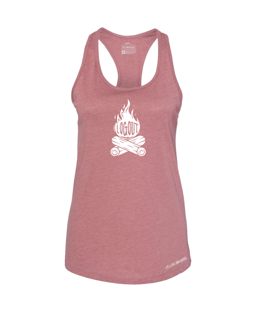 Log Out Campfire Premium Women's Relaxed Fit Racerback Tank Top - Life Unplugged