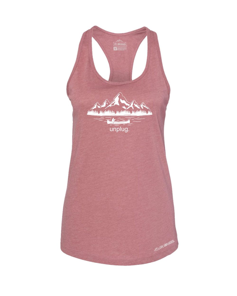 Canoeing In The Mountains Premium Women's Relaxed Fit Racerback Tank Top - Life Unplugged