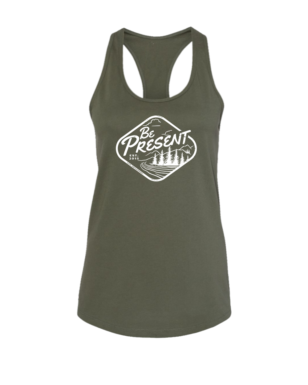 BE PRESENT VINTAGE FOREST Women's Racerback Tank Top