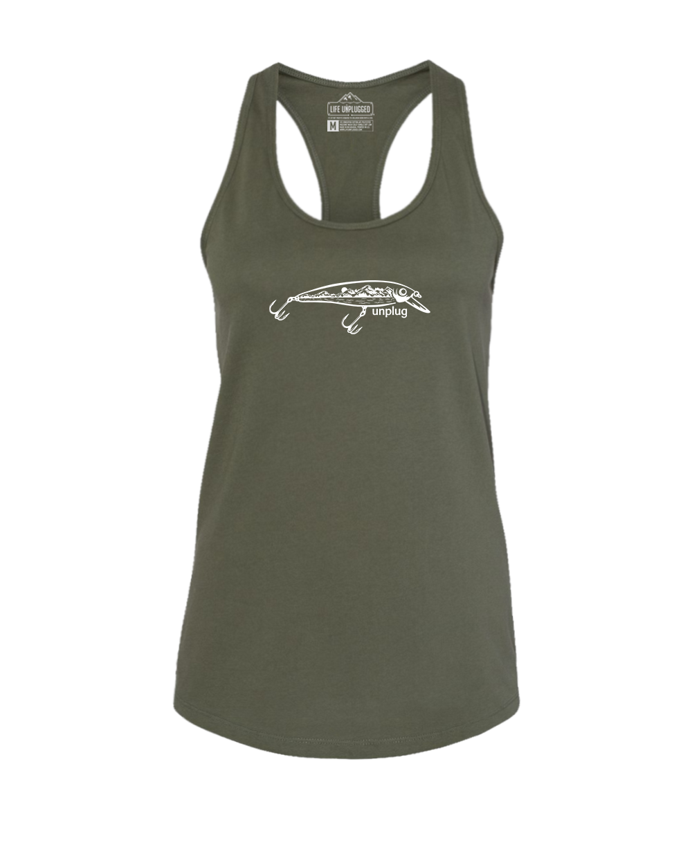 Fishing Lure Mountain Scene Women's Racerback Tank Top