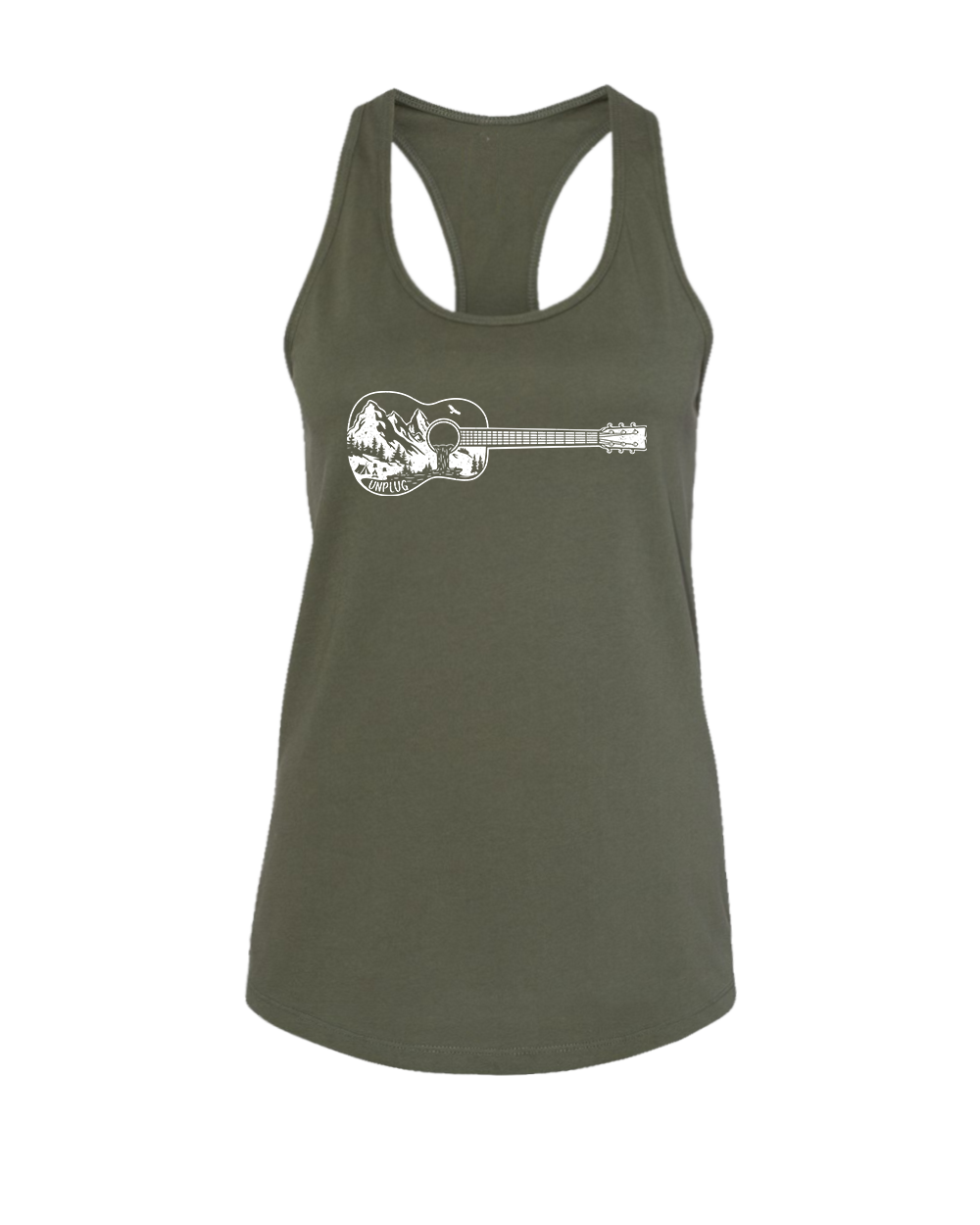 Guitar Mountain Scene Women's Racerback Tank Top
