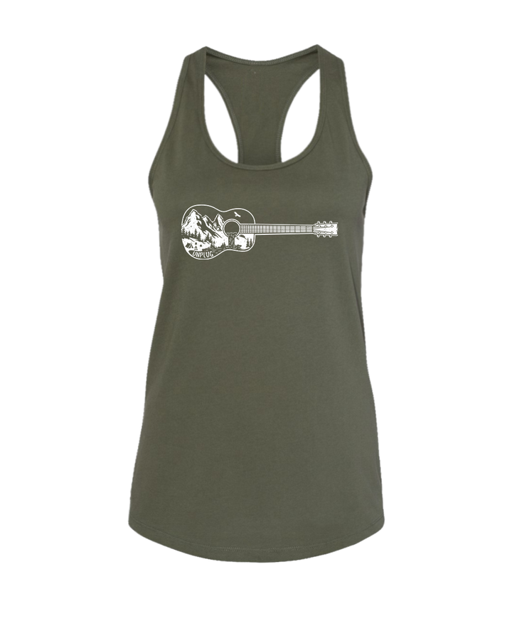 Guitar Mountain Scene Women's Racerback Tank Top
