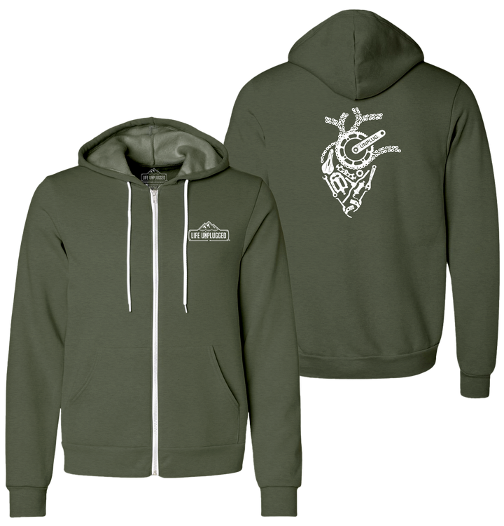 ANATOMICAL HEART (BICYCLE PARTS) Supersoft Midweight Zip Up Hoodie