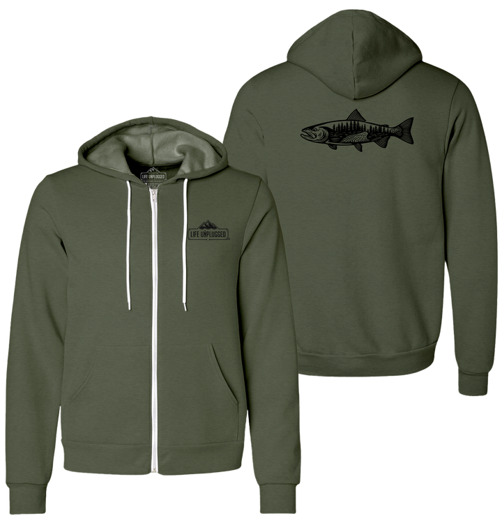 WOODLAND TROUT Supersoft Midweight Zip Up Hoodie