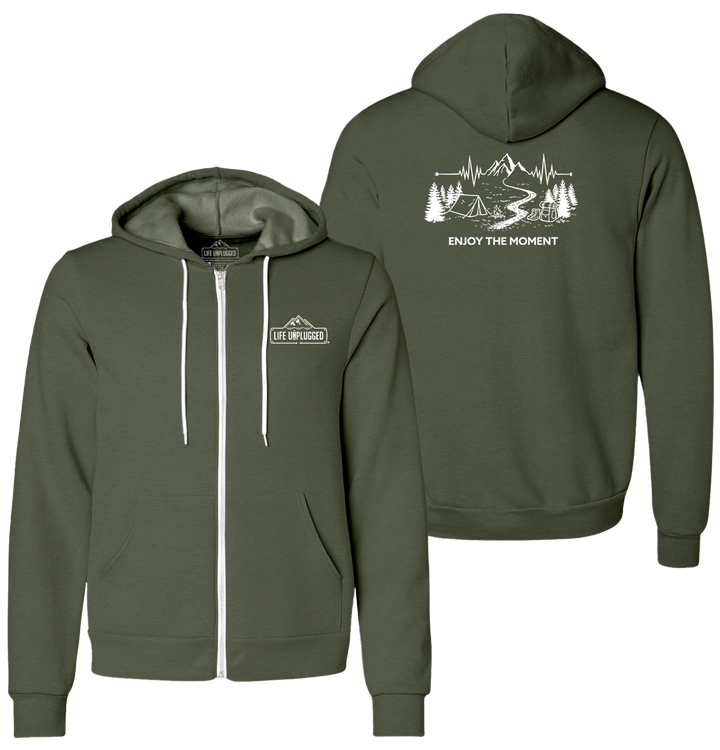 ENJOY THE MOMENT (MOUNTAIN SCENE) Supersoft Midweight Zip Up Hoodie