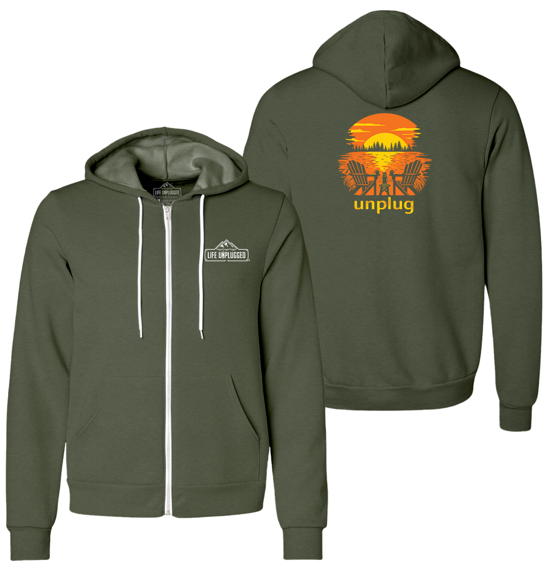 CHAIRS AT SUNSET Supersoft Midweight Zip Up Hoodie