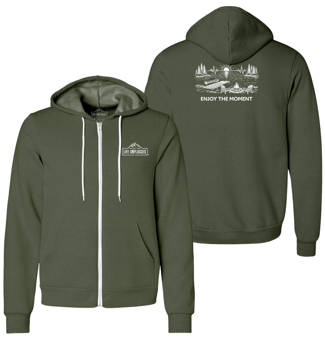 ENJOY THE MOMENT (LAKE SCENE) Supersoft Midweight Zip Up Hoodie