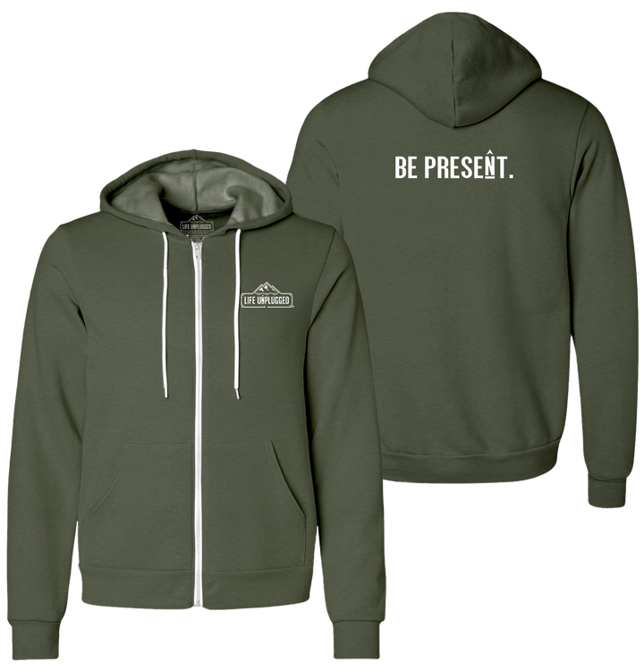 BE PRESENT. FULL CHEST Supersoft Midweight Zip Up Hoodie