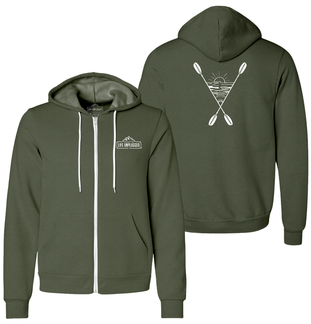 KAYAKING INTO THE SUNSET Supersoft Midweight Zip Up Hoodie