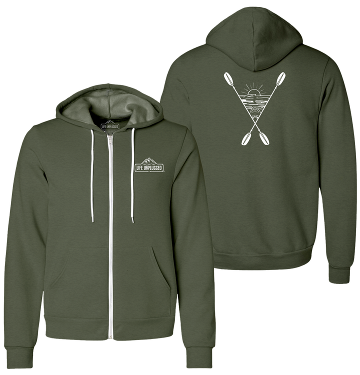 KAYAKING INTO THE SUNSET Supersoft Midweight Zip Up Hoodie
