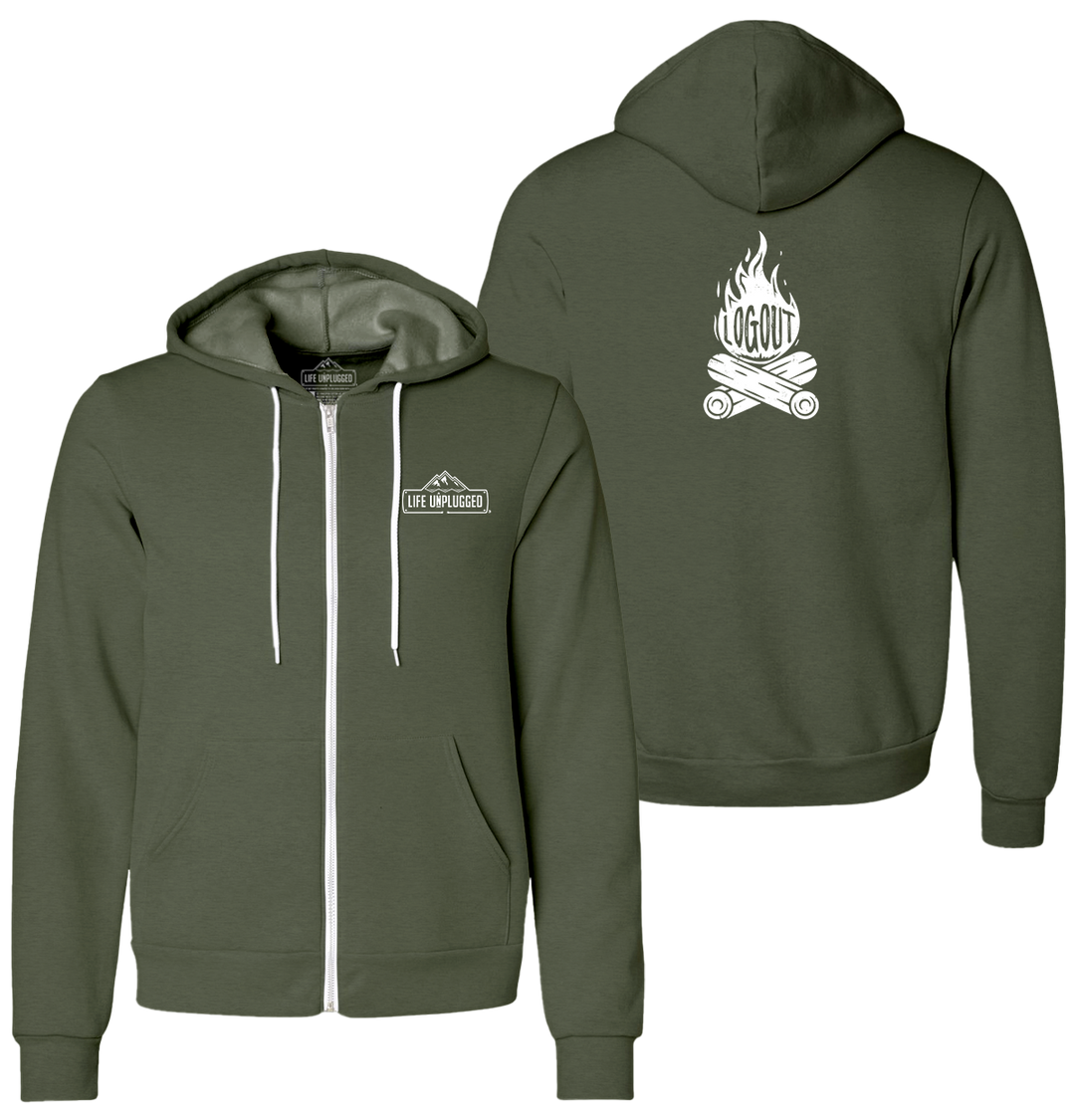 LOG OUT CAMPFIRE Supersoft Midweight Zip Up Hoodie