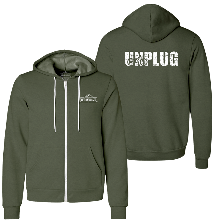 UNPLUG MOUNTAIN BIKE SILHOUETTE Supersoft Midweight Zip Up Hoodie