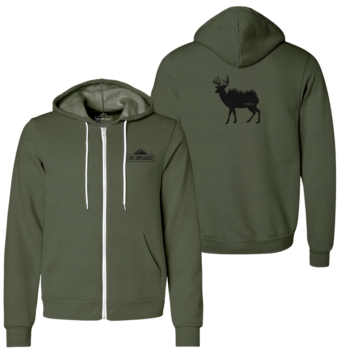 DEER IN THE TREES Supersoft Midweight Zip Up Hoodie