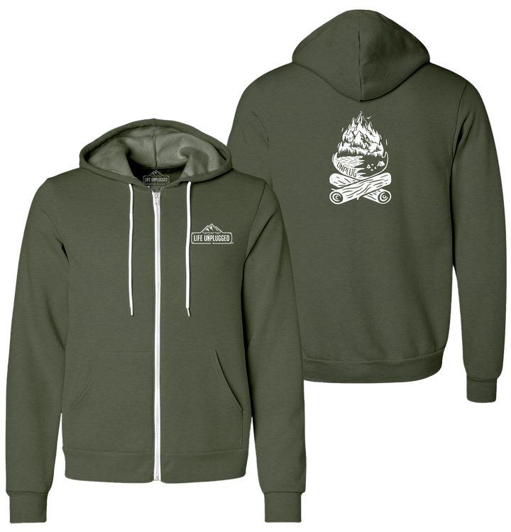 CAMPFIRE MOUNTAIN SCENE Supersoft Midweight Zip Up Hoodie