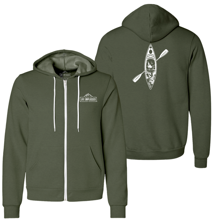 KAYAK MOUNTAIN SCENE Supersoft Midweight Zip Up Hoodie
