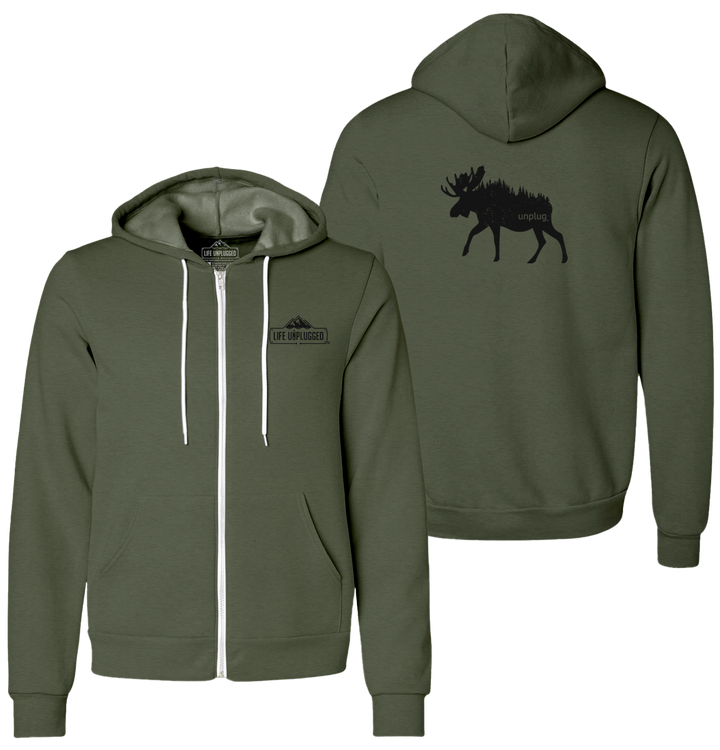 MOOSE IN THE TREES Supersoft Midweight Zip Up Hoodie