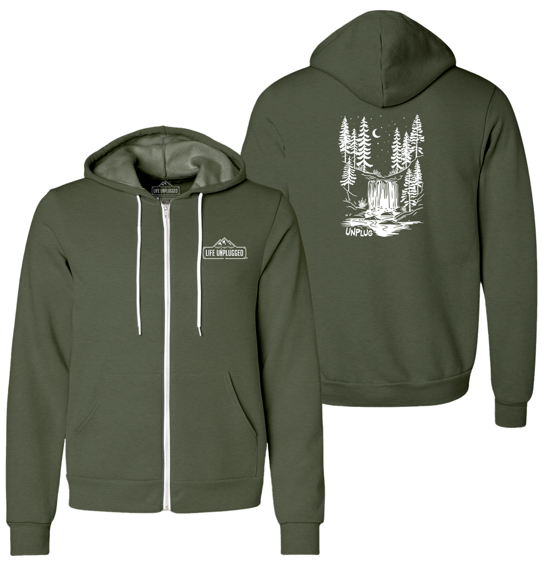 WATERFALL UNDER THE STARS Supersoft Midweight Zip Up Hoodie