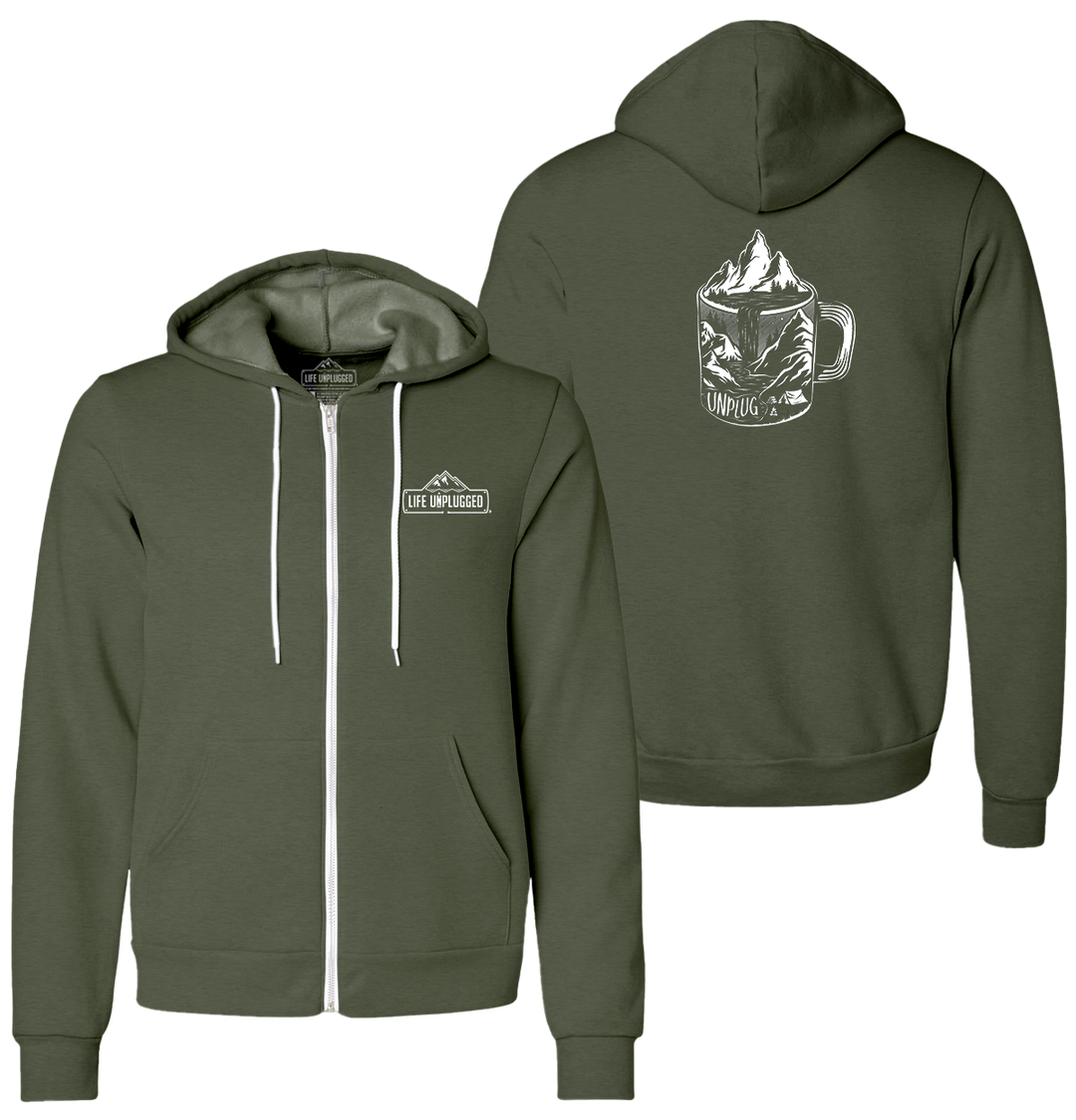 COFFEE MOUNTAIN SCENE Supersoft Midweight Zip Up Hoodie