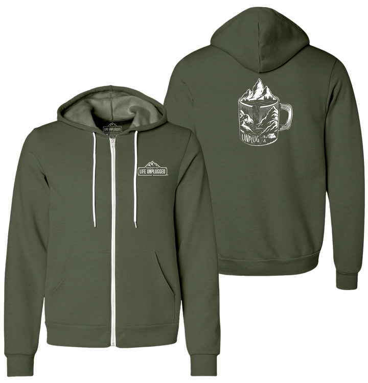 COFFEE MOUNTAIN SCENE Supersoft Midweight Zip Up Hoodie