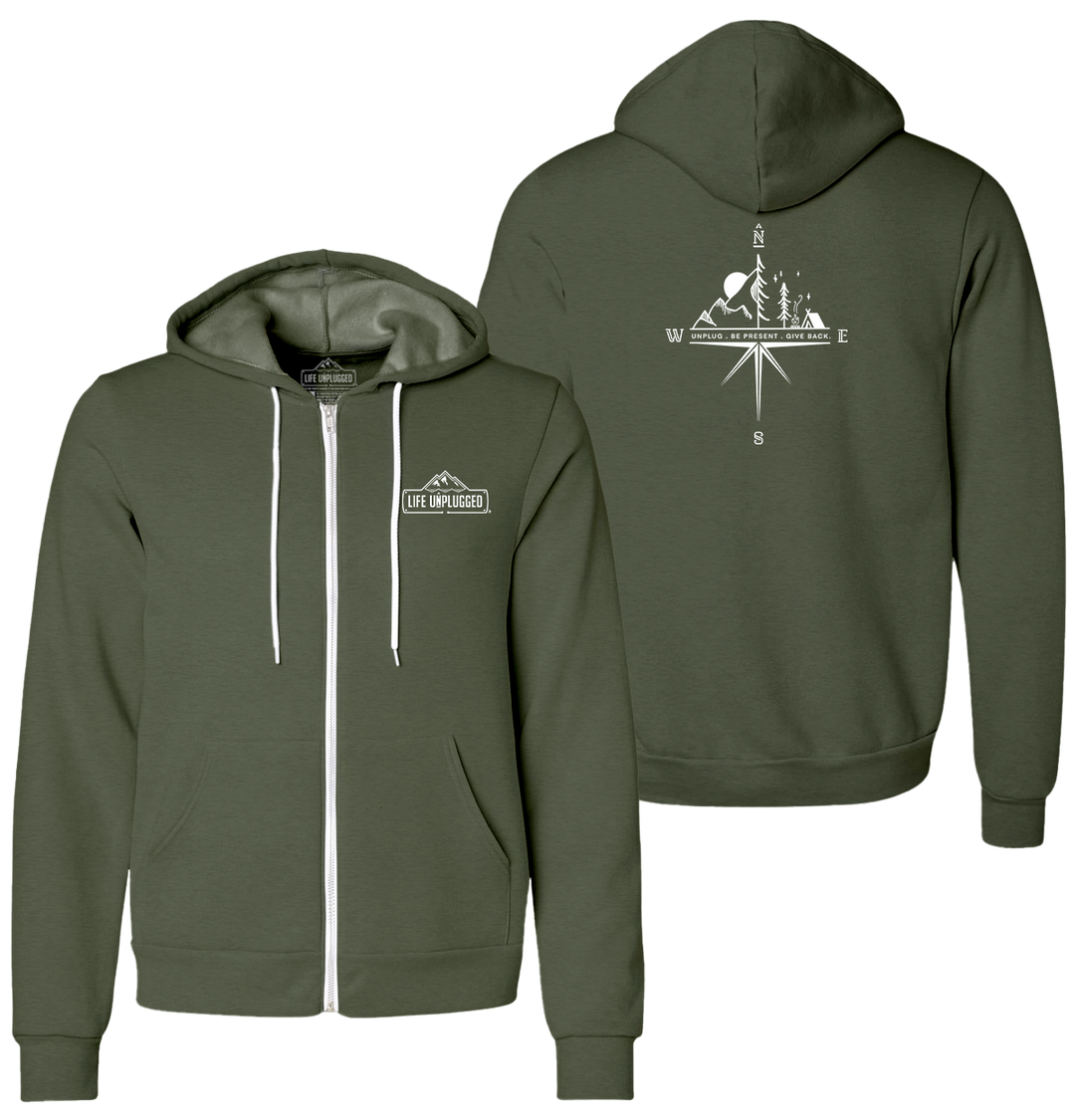 COMPASS MOUNTAIN SCENE Supersoft Midweight Zip Up Hoodie