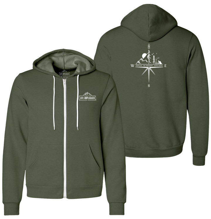 COMPASS MOUNTAIN SCENE Supersoft Midweight Zip Up Hoodie