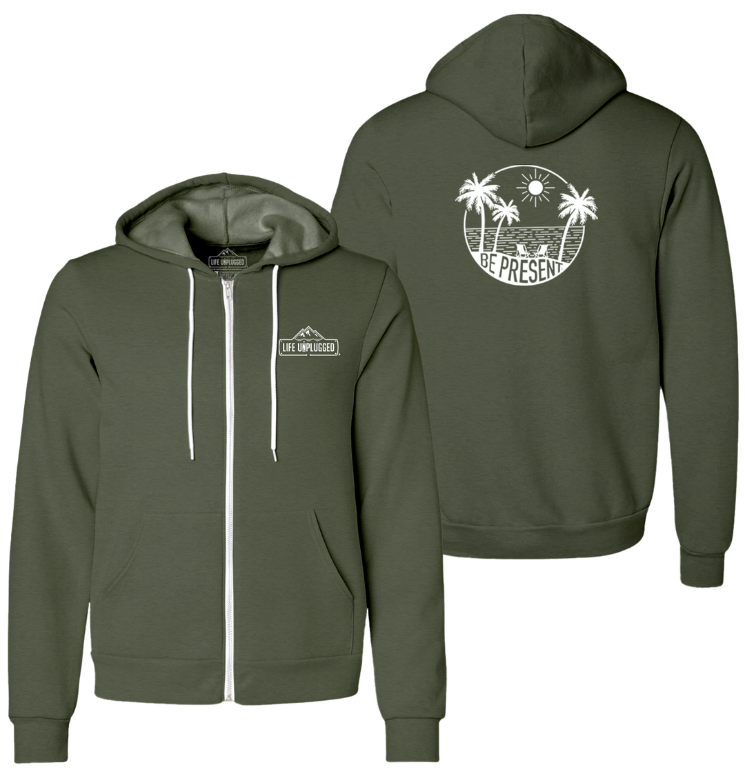 BE PRESENT BEACH Supersoft Midweight Zip Up Hoodie