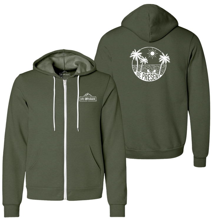 BE PRESENT BEACH Supersoft Midweight Zip Up Hoodie