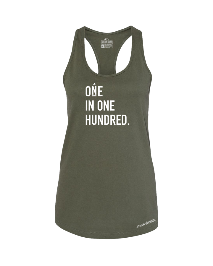 One in One Hundred Stacked Premium Women's Relaxed Fit Racerback Tank Top - Life Unplugged