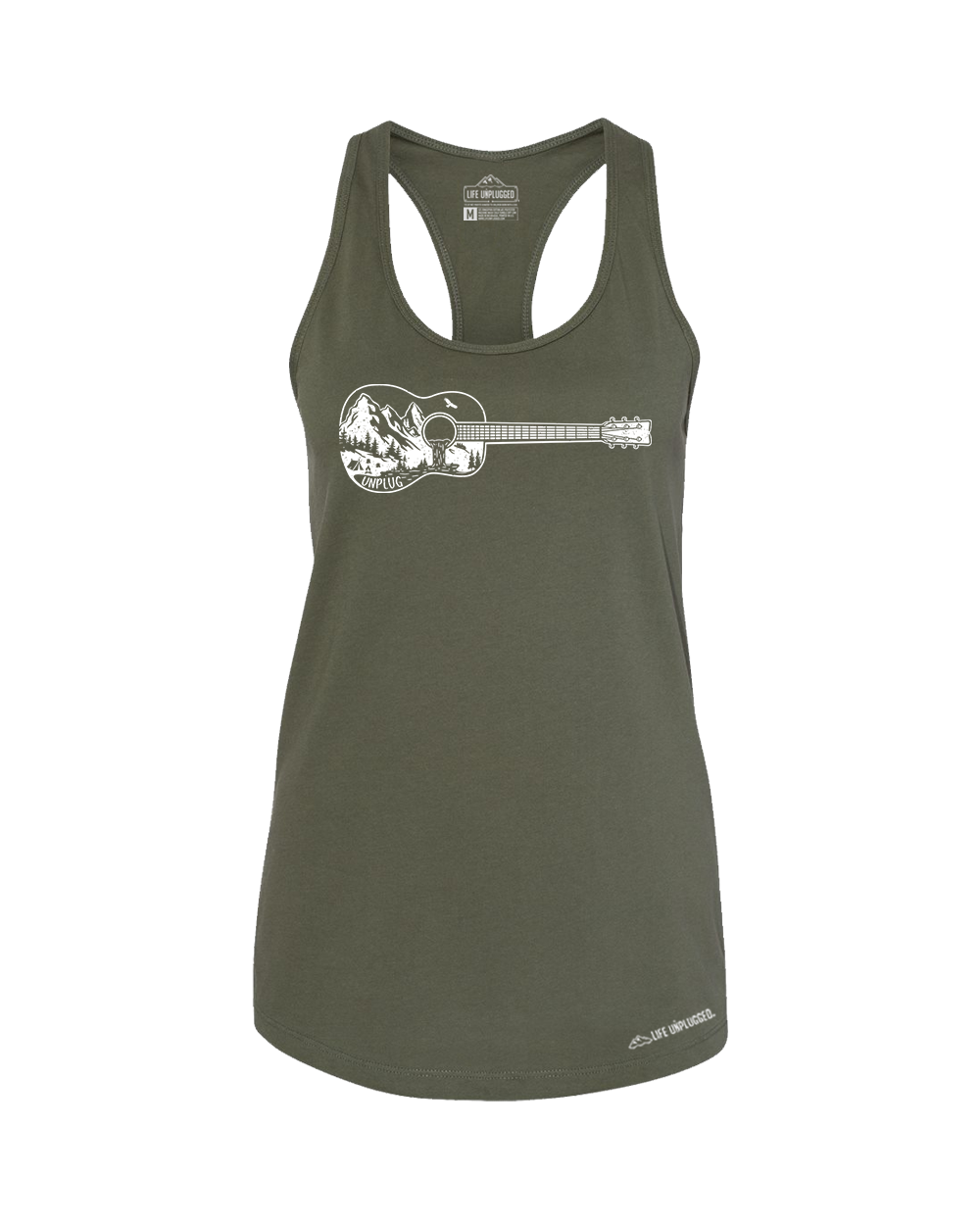 Guitar Mountain Scene Premium Women's Relaxed Fit Racerback Tank Top - Life Unplugged
