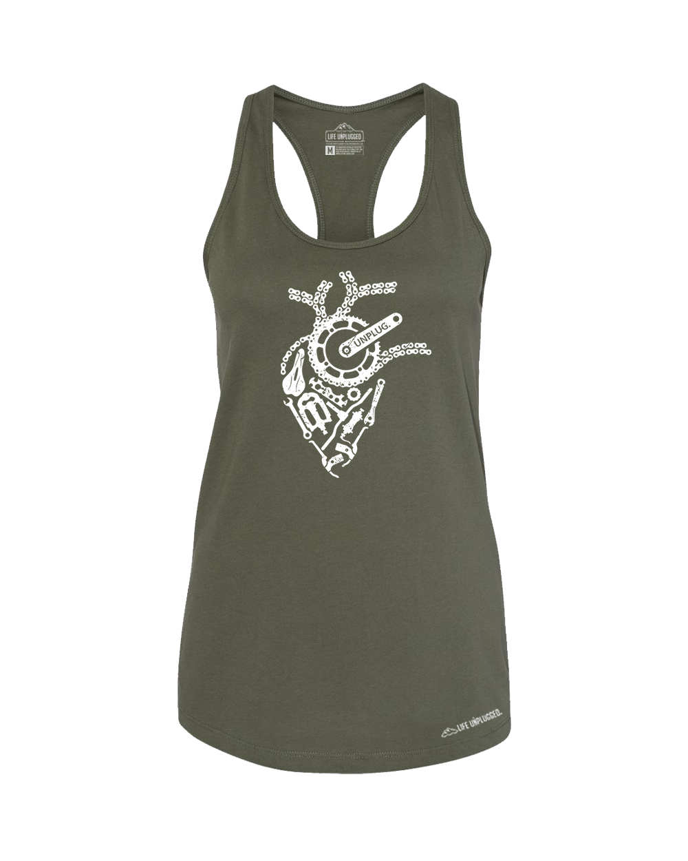 Anatomical Heart (Bicycle Parts) Premium Women's Relaxed Fit Racerback Tank Top - Life Unplugged
